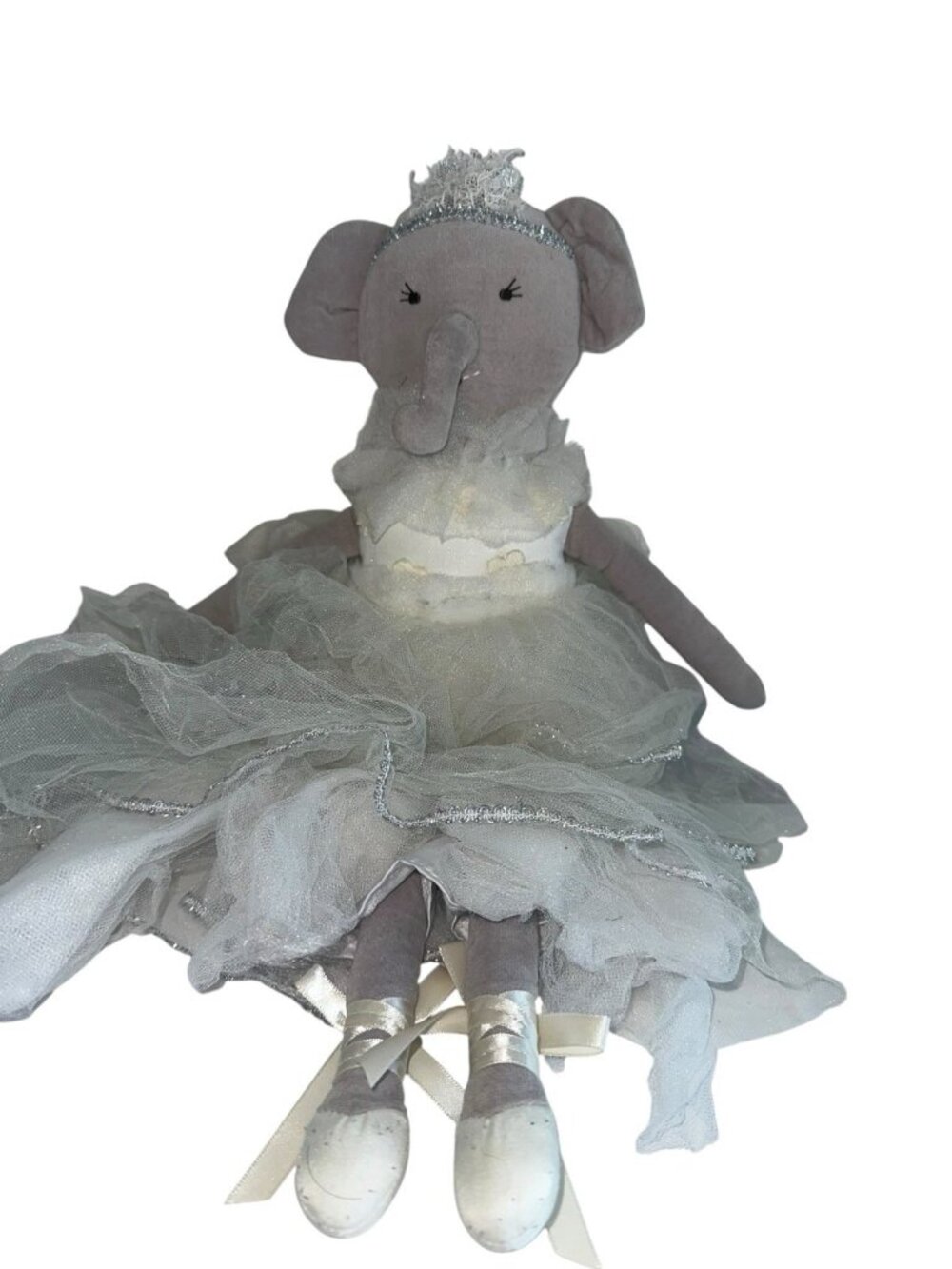 Pottery Barn Kids Monique Lhuillier Elephant Doll Plush With Tulle Dress 19”